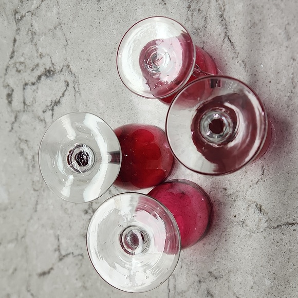 4 Cranberry Glasses - Picture 8 of 10